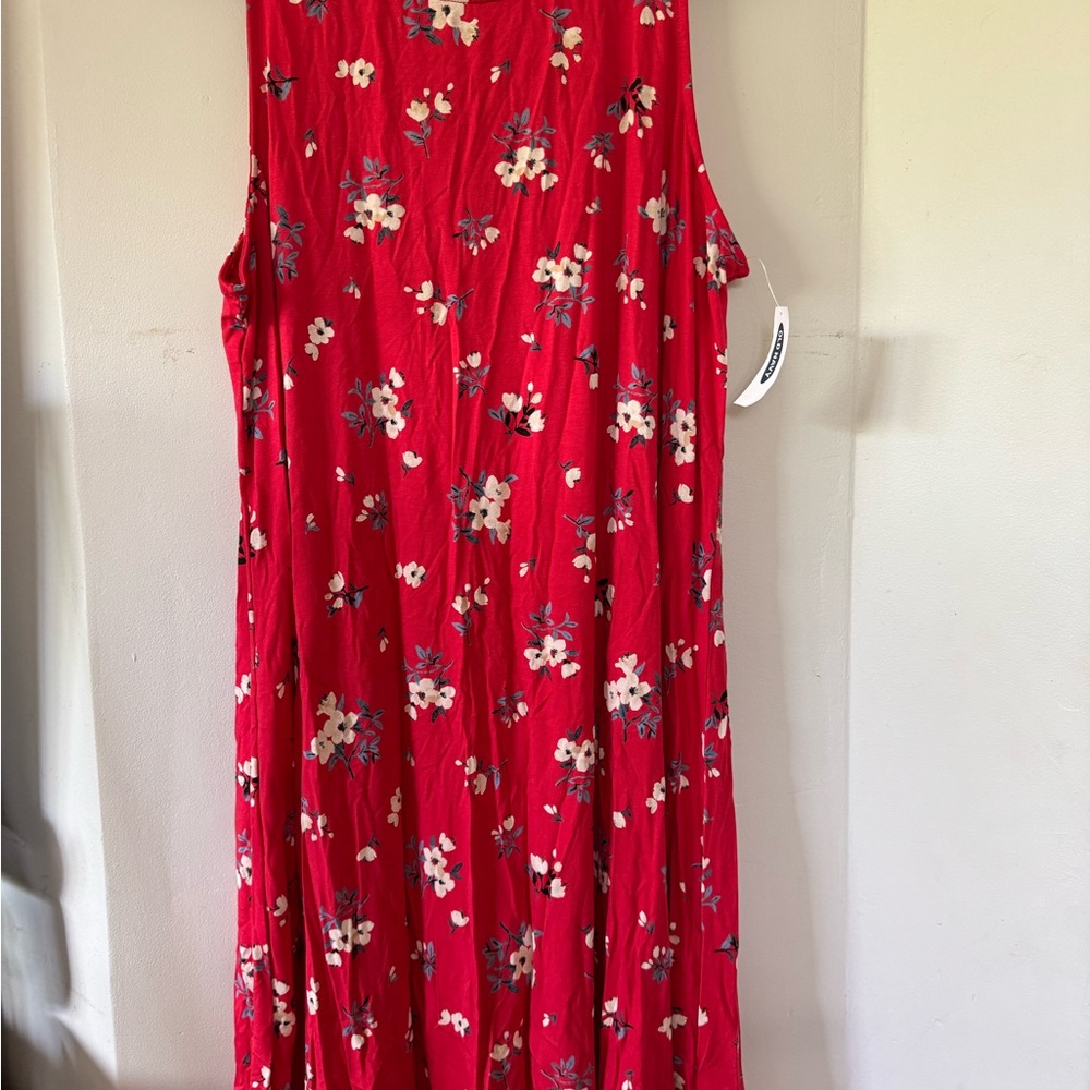 Old Navy NWT Luxe Red Floral Swing Dress